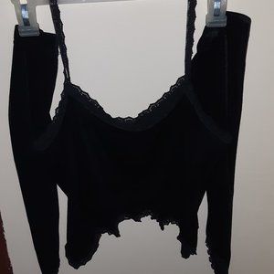 Bat cami and long velvet gloves